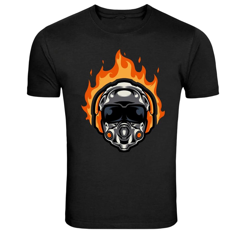 Flaming Gas Mask Apocalypse Graphic T-Shirt