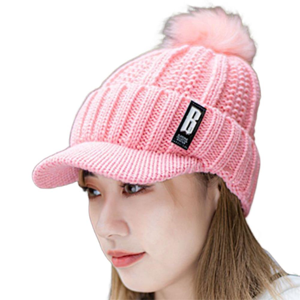 

Keep Warm Winter Cap Thickened Ear Protection Hat New Warm Visor Hat Women рожевий