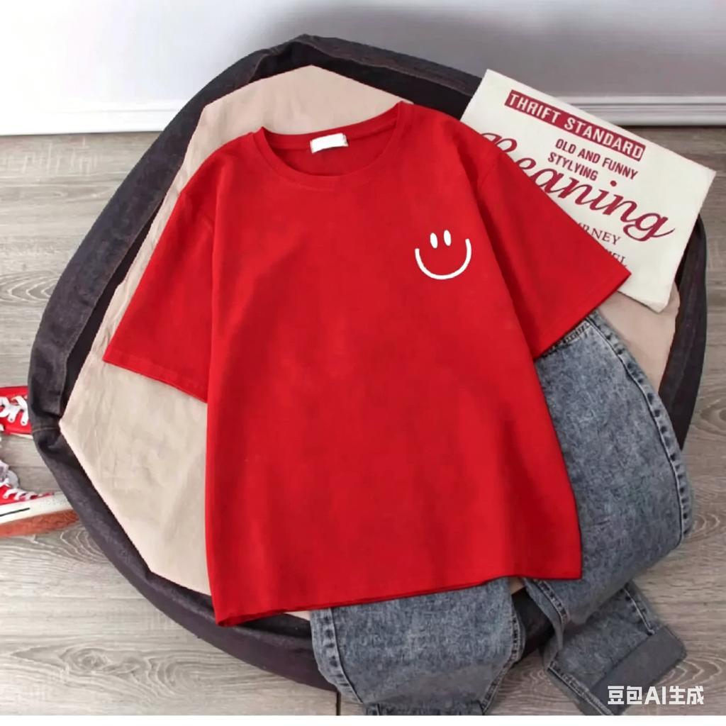 2026 New Summer Smiling Face Print Kids T-shirt Short-sleeved Pure Cotton Loose Basic Versatile Cool Simple Kids Tees Tops