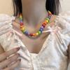 Chaîne de clavicule colorée Collier de perles en acrylique en forme de cœur d'amour Collier arc-en-ciel tendance L'amour est l'amour