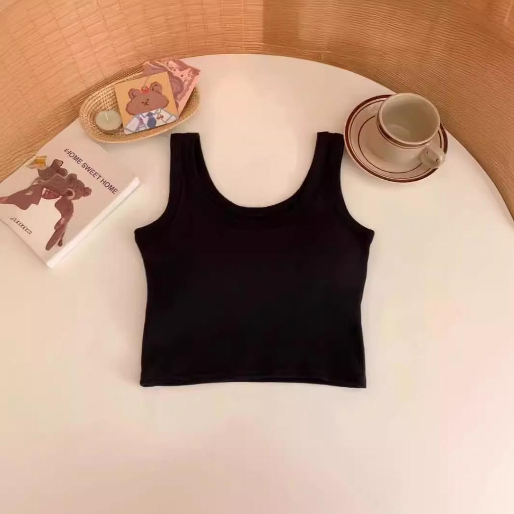 Women's summer versatile short vest with chest pads, Spice Girl Navel Sexy Bottom Small Vest Women
