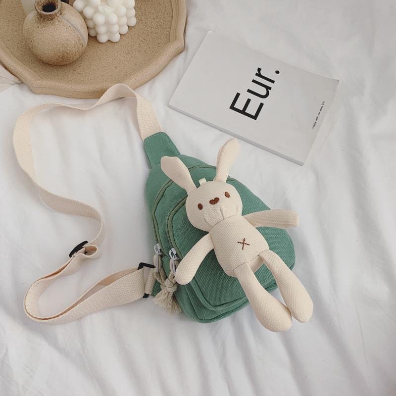 Adorable Cartoon Rabbit Waist Bag For Kids Stylish Trendy Canvas Crossbody Bag