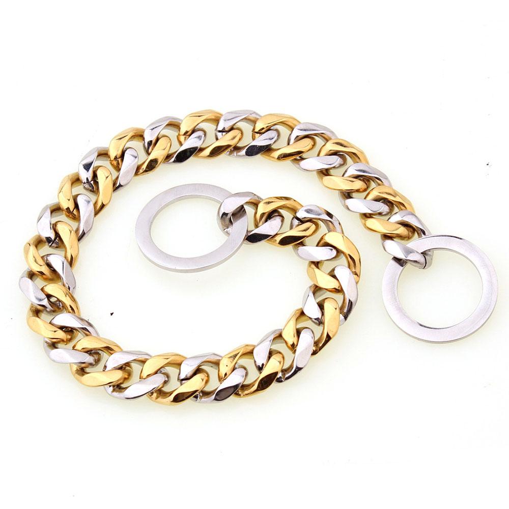 Cuban Link Dog Collar 15mm Chain Dog Collar Walking Chain 316L Stainless Steel Heavy Duty Slip Collar for Small Medium Large Dog