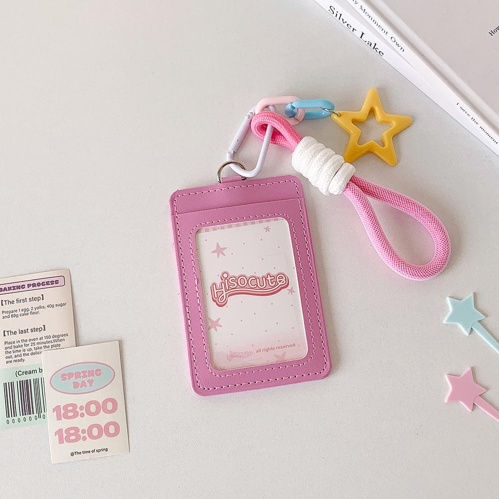 Dopamine Star Card Holder: PU Leather ID and Campus Meal Card Protector