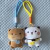 Cute Bubu Dudu Plush Keychains Stuffed Wall Plushie Panda Kawaii Fluffy Bear Puppet Doll Soft Bag Pendant Couple Birthday Gifts
