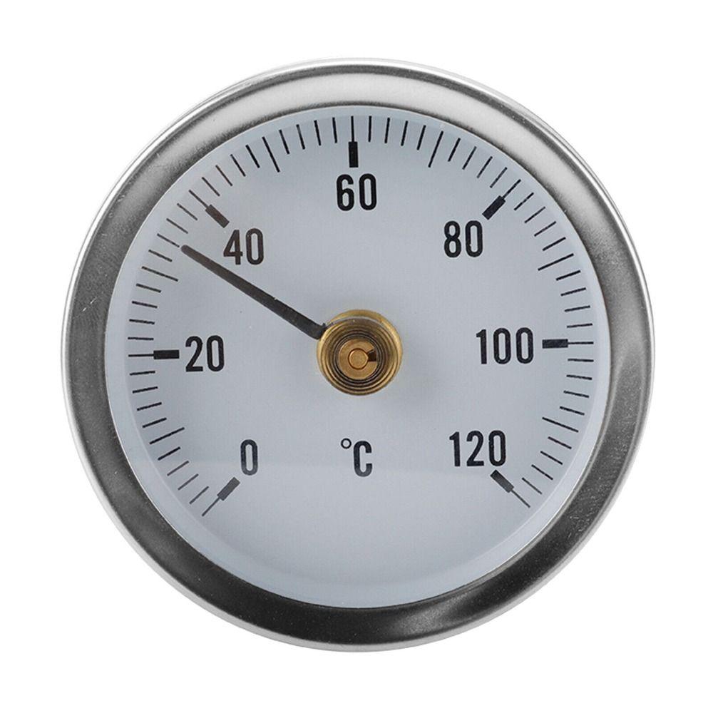 63mm Surface 0-120 DegreeC Bimetal Thermomet Clip-on Pipe Temperature Gauge With Spring Thermometer