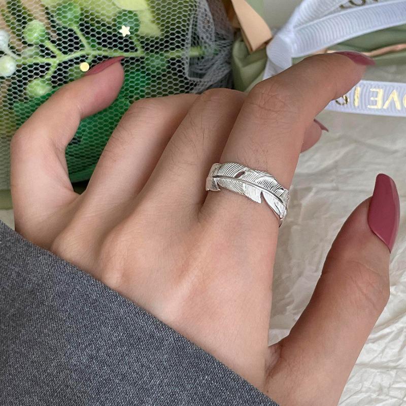 925 Sterling Silver Retro Plain Silver Ring for Women Does Not Fade, Light Luxury, High-end Sense, Versatile Opening Fashion Personality Ring