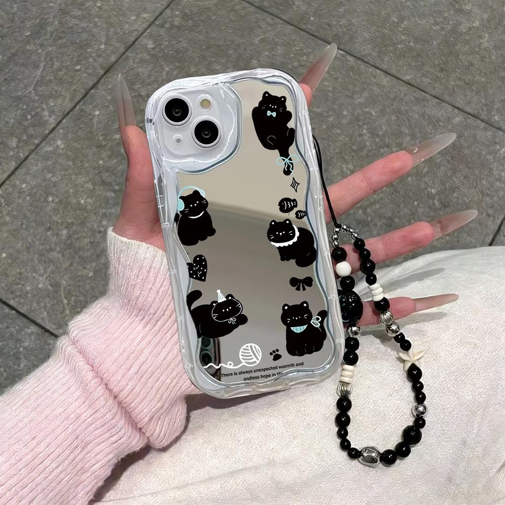 Cute Cat Mirror Chain Lanyard Case For Honor X9D X6C X7C 400 Lite 200 Pro 90 Lite X7D X9B X7A X8A X6B X6A X7B X8C Silicone Cover