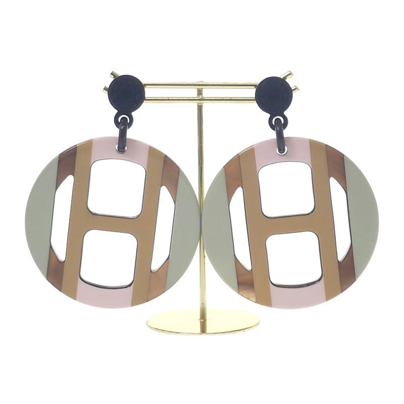 HERMES  H057086FL  Pierce Pale Green/pink Buffalo Horn Women