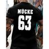 European Sizes Men's 63 Print T-Shirt - Summer Short Sleeve Round Neck Casual Tee , Regular Fit Top for Casual Attire & -Casual Outfits