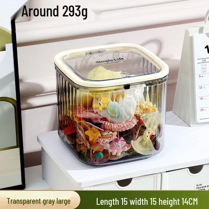 Transparent Flip-Top Box for Organizing Hair Accessories: Clips, Rubber Bands, Necklaces, Headwear, Rings, Ties, and Flowers.