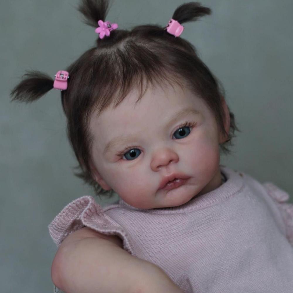 BZDOLL 45 CM 18 Zoll Weichvinyl 3D-Bemalung mit sichtbaren Adern Weiches Silikon Reborn Mädchen Babypuppe Spielzeug wie echte Kinder Geburtstagsgeschenk