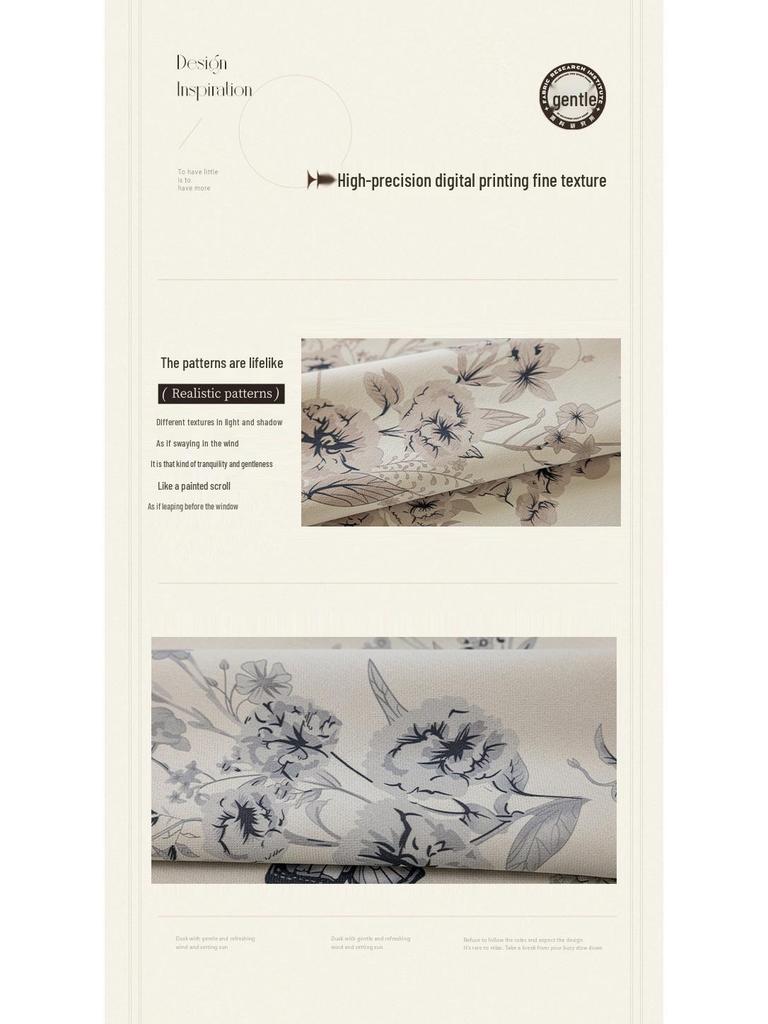 Blackout Lace Curtains with Warm Girly Digital Prints for Living Room and Bedroom