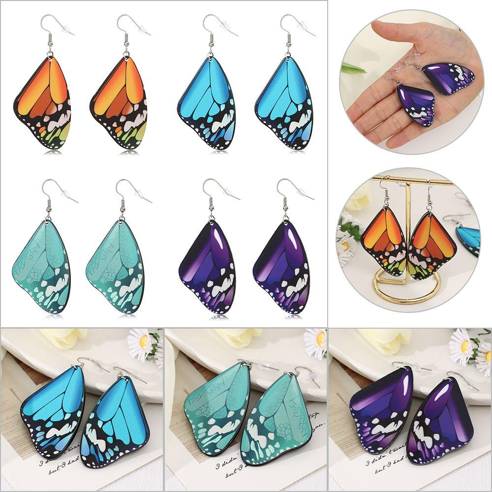 

Серьги-капли для женщин и девочек, преувеличенные серьги с крыльями бабочки, красочные, натуральные, реалистичные, бабочки