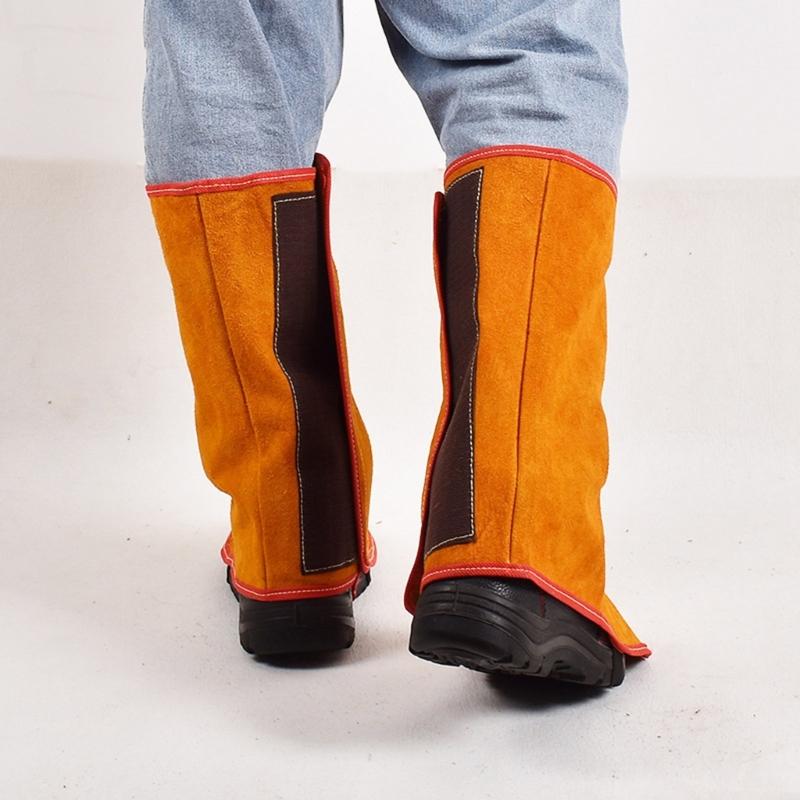 Professionelle Leder Schweißschuh-Schutzhüllen Hitzebeständig Abriebfest Schweißspritzer Schweißer Arbeits-Schuhüberzüge