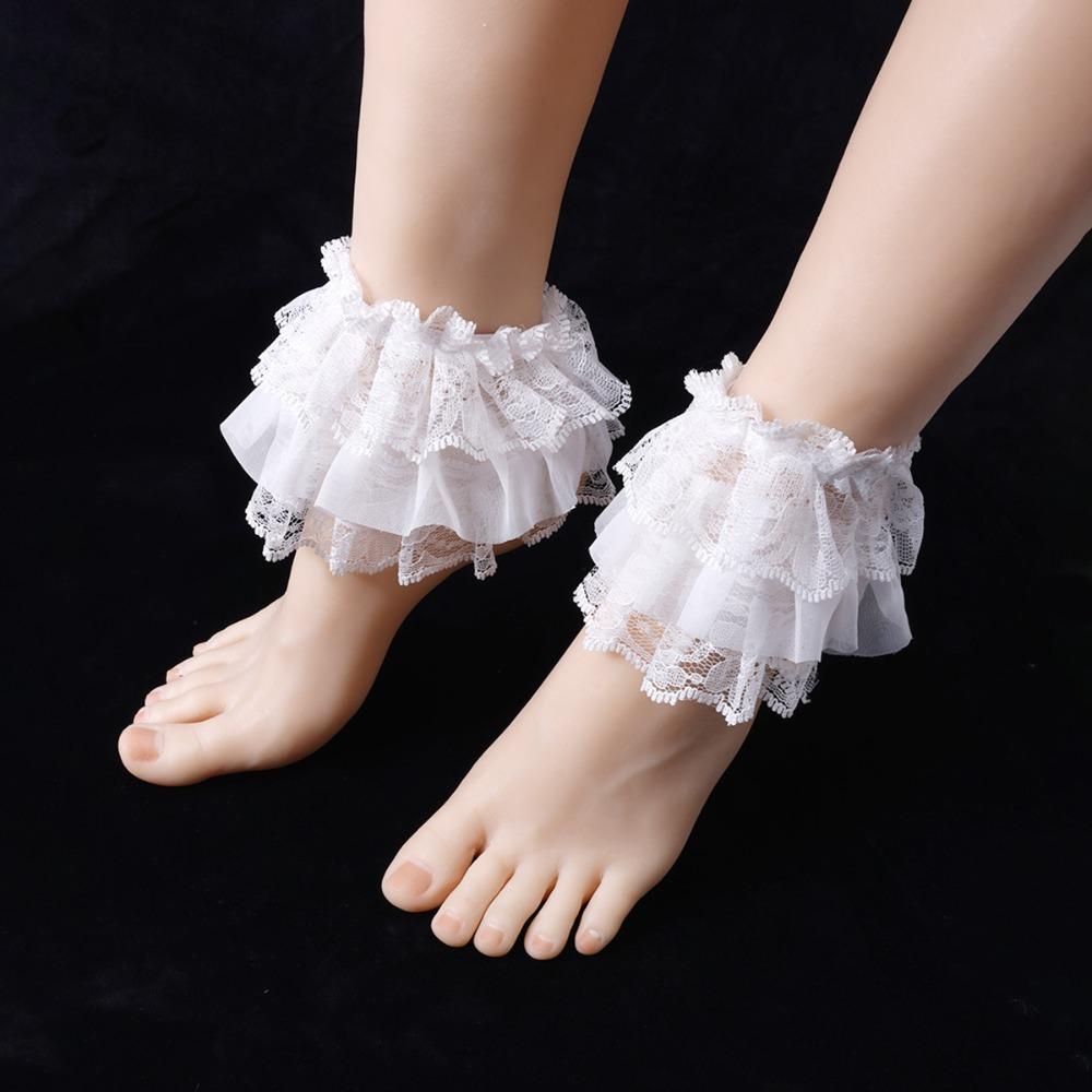 1 paire de couvre-chaussettes courts multicouches Couvre-pieds doux Style Lolita Bordures pour chaussettes JK
