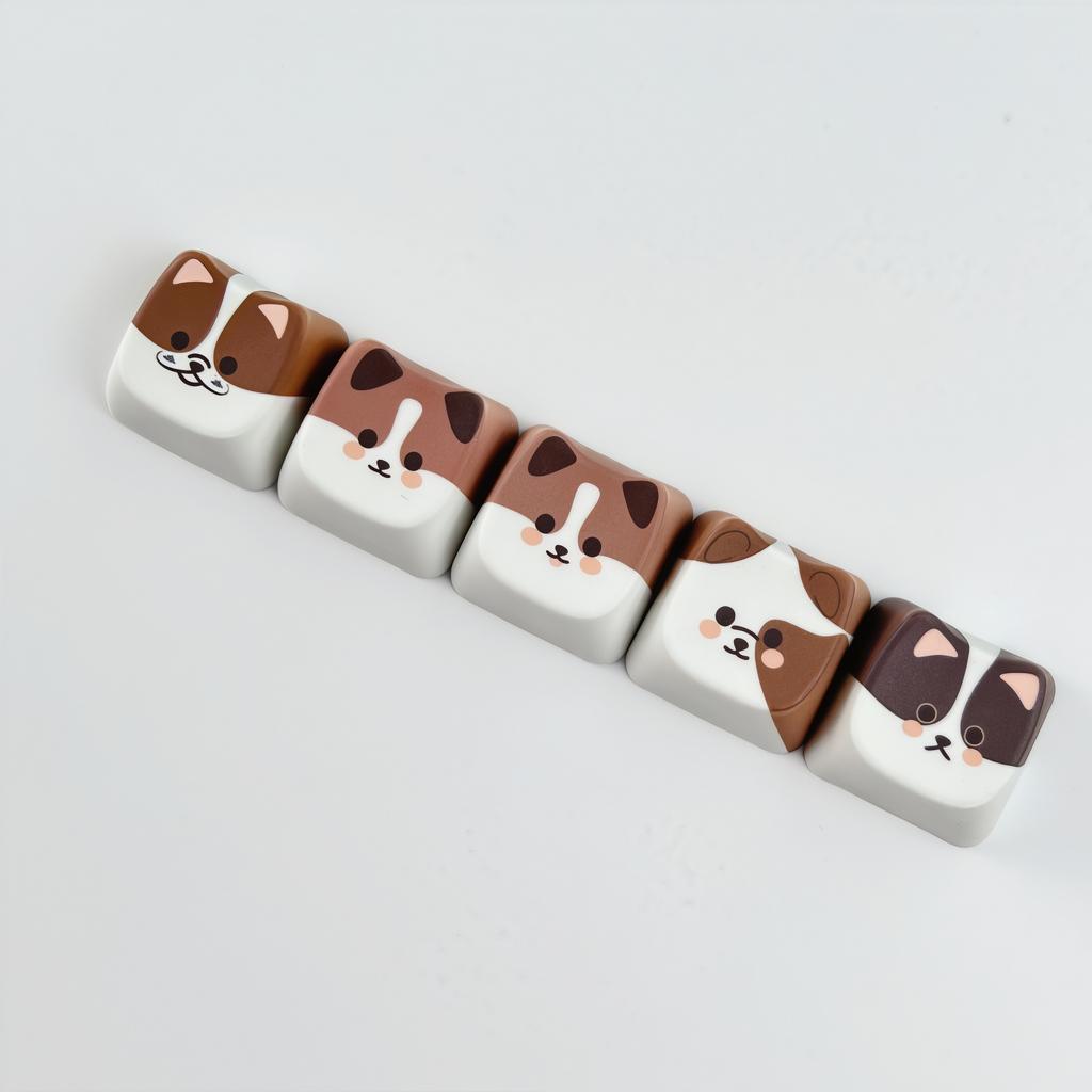 MAIMOOO Cute Cat Dog Keycaps MAO Profile 5/25Keys PBT Custom Creative Meow Head Keycap for Mechanical Keyboard Personalized Gift