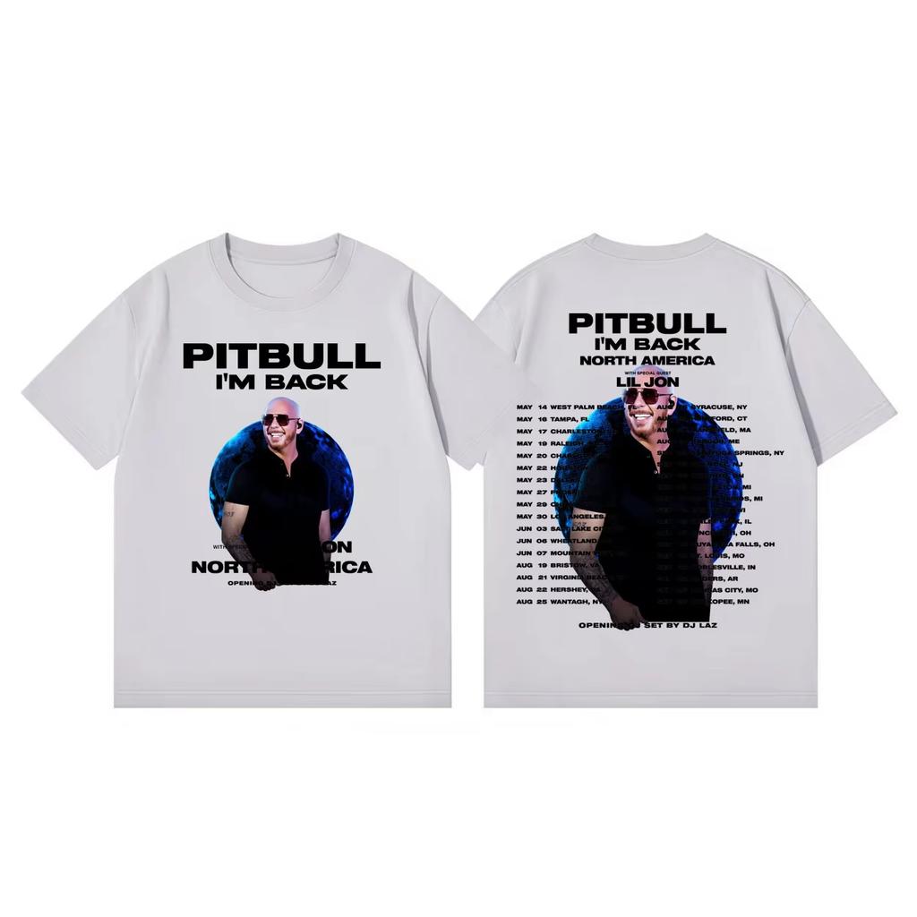 Mr.worldwide Pitbull I'm Back Tour 2026 Maglietta Moda Hip Hop Manica Corta T-shirt Uomo Donna Estate Moda Maglietta Trendy