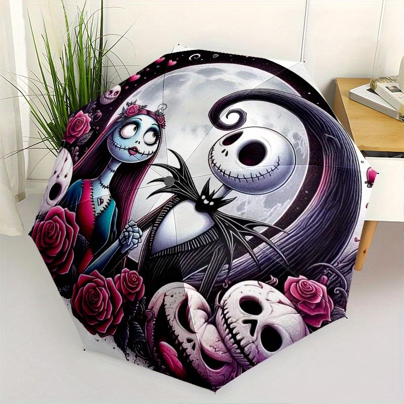 

Jack Skellington,Sally Automatic Umbrella - Tri-fold Portable Umbrella, Best Holiday Gift for Men and Women, Durable Iron Frame, Playful Des
