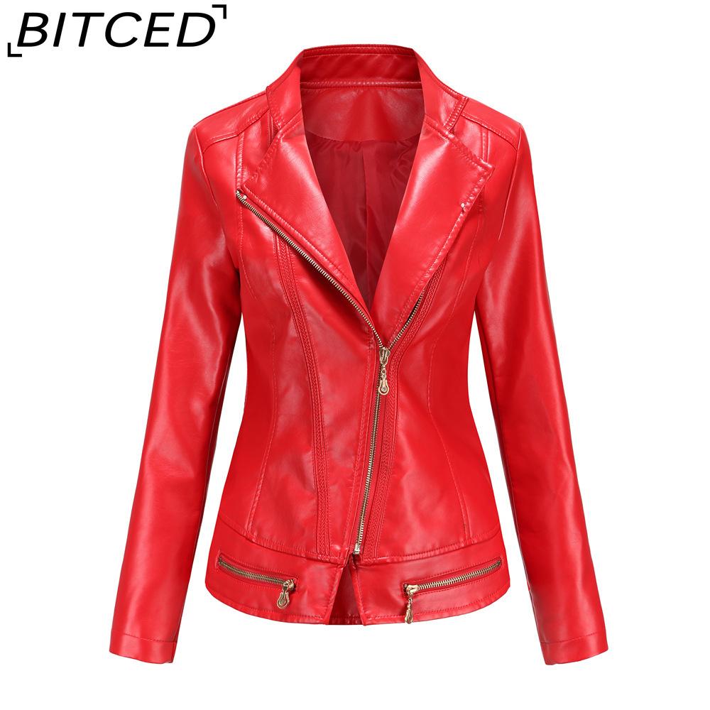 BITCED Women's Spring/Autumn Fashion PU Leather Jacket - Lightweight Spring/Autumn Short Jacket for Women S-4XL Casual Wear - Chic Style
