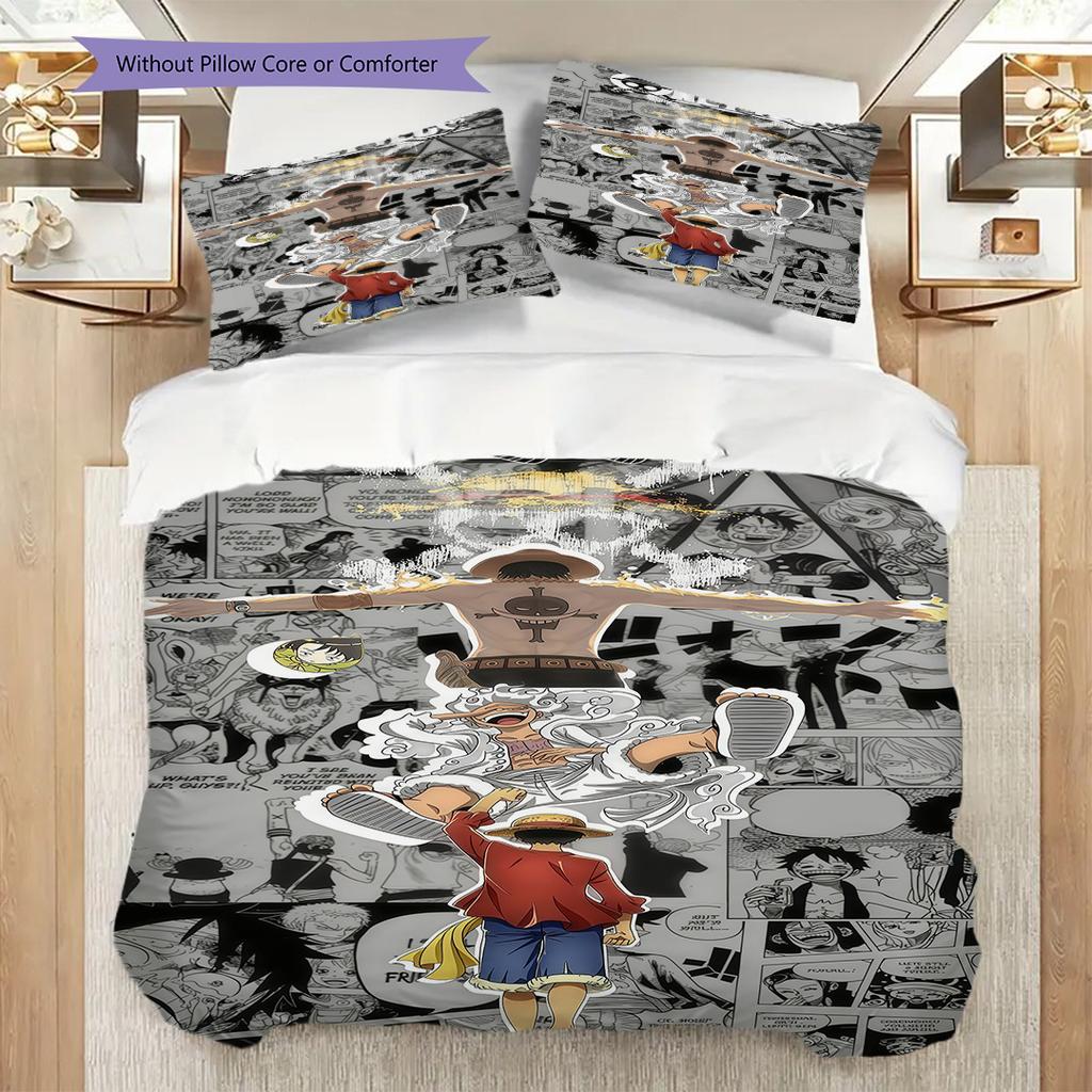 Anime Faces Quilt Set Vibrant Fans Bedding 1 Duvet Cover 2 Pillowcase Without Core Christmas Birthday Gift Bedding Set