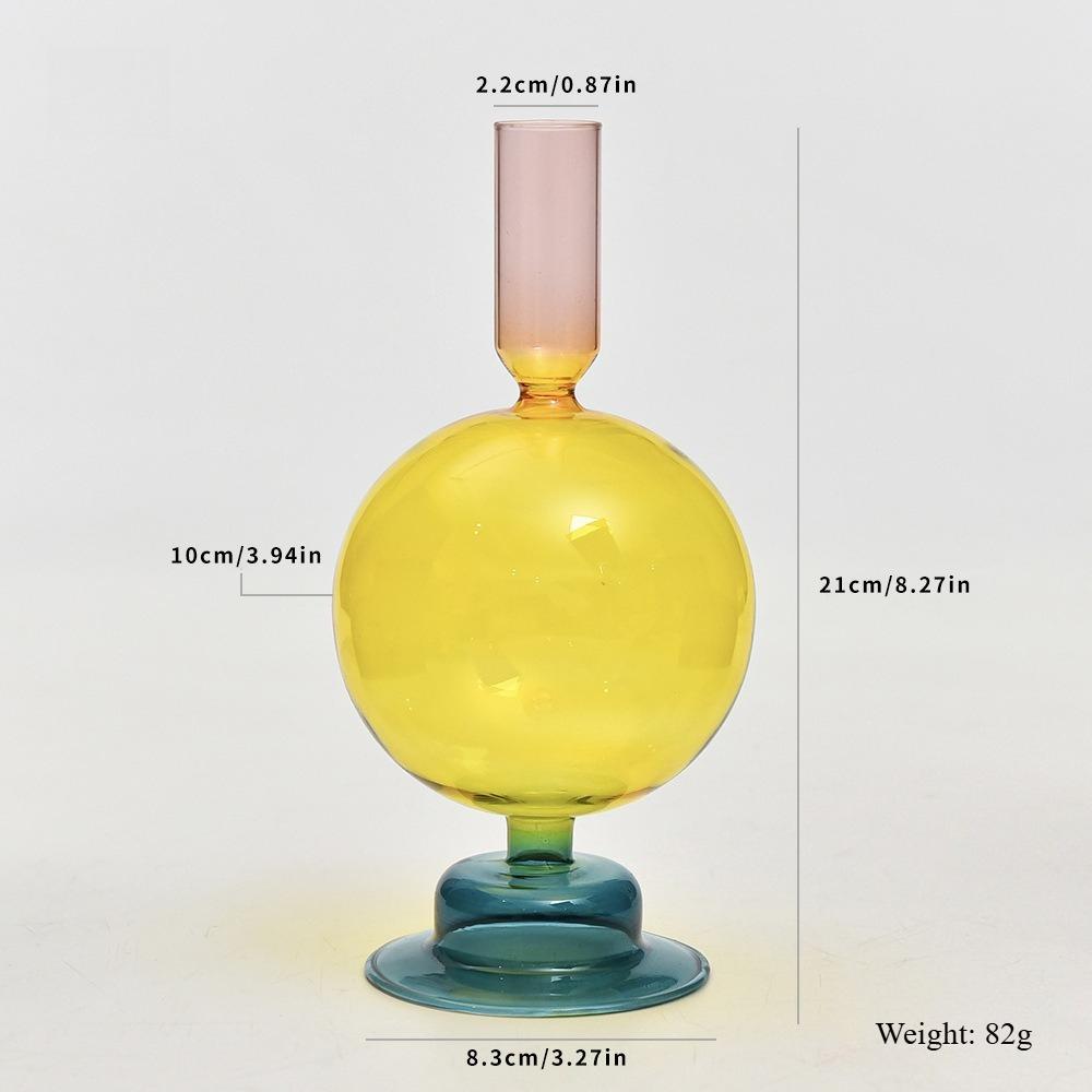 Creative European Style Colored Glass Candle Holder Taper Candlesticks Home Decoration Modern Nordic Living Room Decor