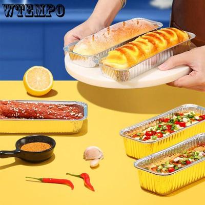125Pcs Bread Tinfoil Paper Holder Rectangular Disposable High-temperature Oven Baking Cake Mold Aluminum Foil Tin Paper Holder Baking Supplies
