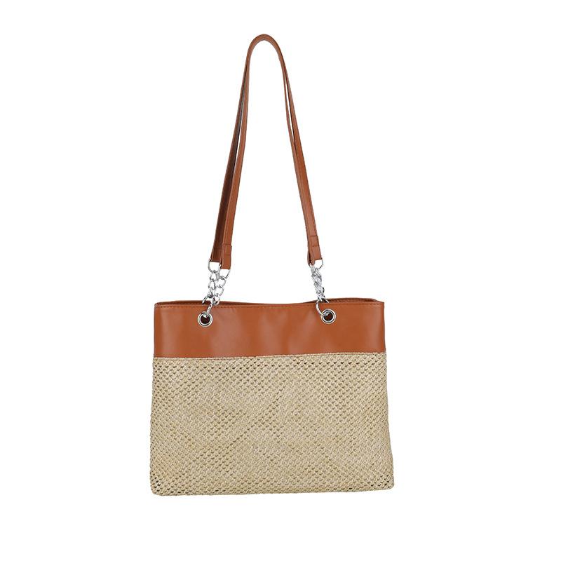 

Summer new fashion simple straw commuter women s retro high-value casual shoulder armpit bag коричневий