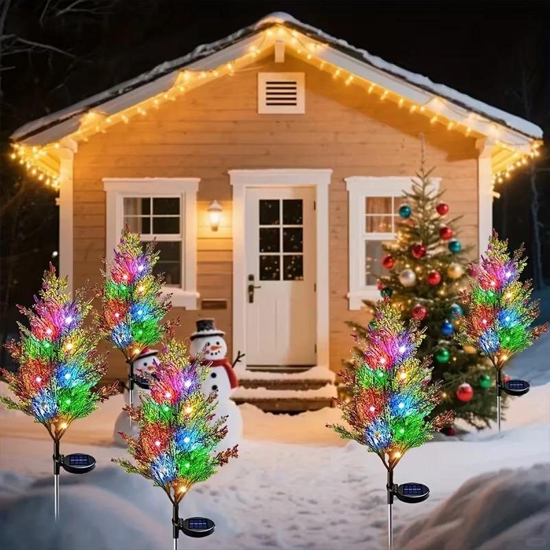 1/2/4PCS Color Solar Christmas pine tree lamp Christmas garden floor lamp suitable for garden passages and Christmas decoration
