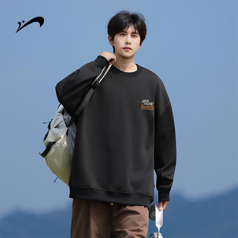 Guirenniao Men's Loose Fit Crewneck Drop Shoulder Sweatshirt