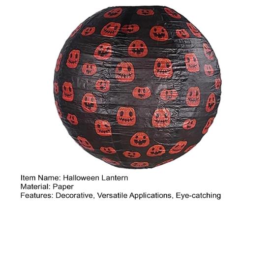 Halloween Lantern 12 Inch Paper Round Lantern Hanging Polka Dot Pumpkin Print Lantern Decoration for Party Supplies Photography Props