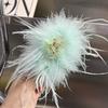 Pure desire ins wind ostrich feather hairpin back head coil hair grab clip headgear shark clip super fairy premium hair accessories
