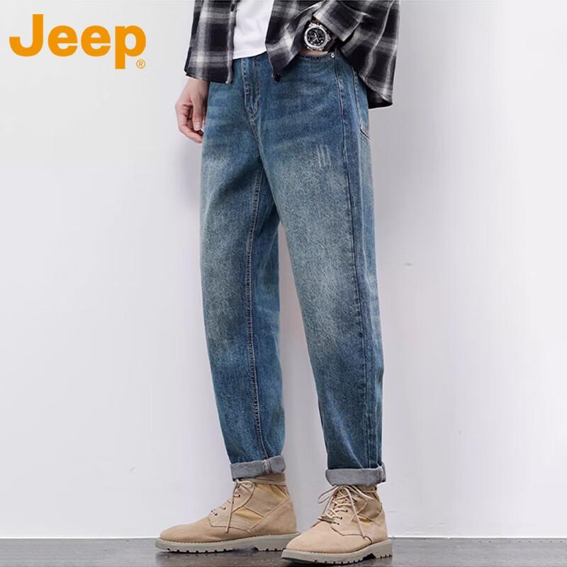 Jeep Men s American Retro Loose Straight-Leg Denim Jeans 28