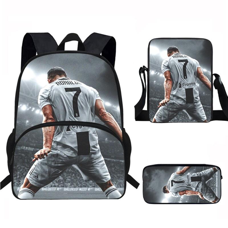 Set Zaino Scolastico CR7 per Bambini Tessuto Oxford Borsa a Doppio Scomparto con Tasca Frontale Astuccio Tracolla Ergonomico Dorsale