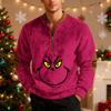 Mens Christmas Sweater Zip Up Sweatshirts Vintage Knit Graphic Sweatshirt Xmas Stand Collar Pullover