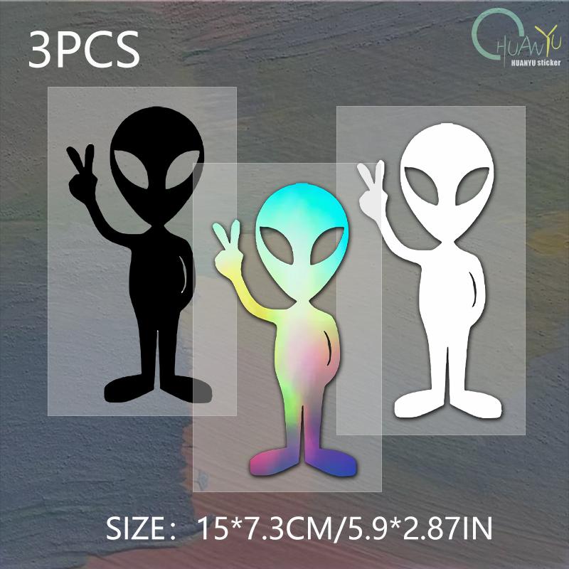 Alien Peace Sign Vinyl Decal Car Stickers for Window Body Styling Durable Decoration Automotive Trucks Laptop Moto Vinyl Decals