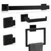 Matte Black Bathroom Hardware Set: 5 Piece 304 Stainless Steel Wall Mounted Towel Rack 15.6 Inch Bath Towel Bar for Home and Hotel Use