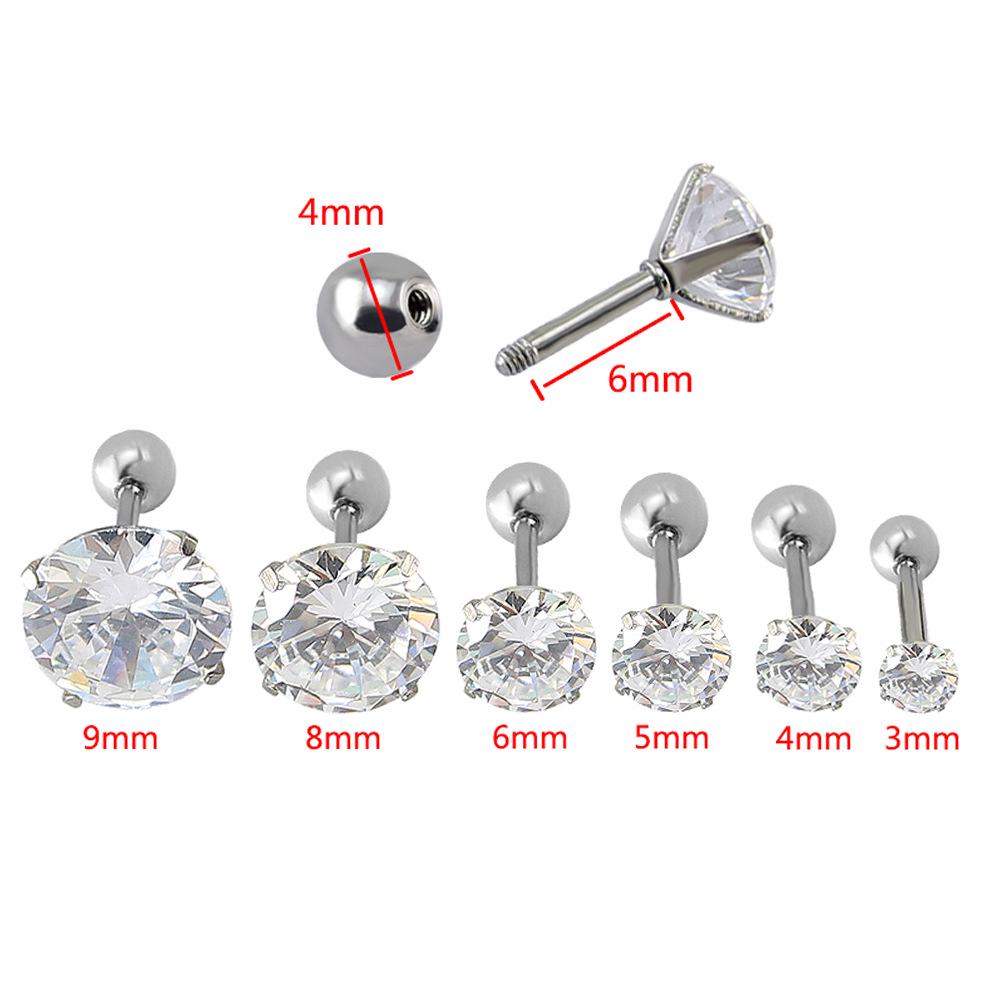 Minimalist Zircon Cartilage Earrings: Titanium Steel Studs for Women