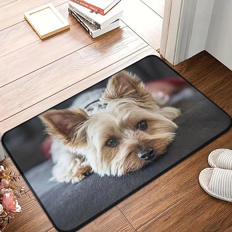 3D Animal Dog Mats Non Slip Doormat for Bedroom Kitchen Living Room Entrance Cute Mini Yorkshire Bath Carpet Home Decoration