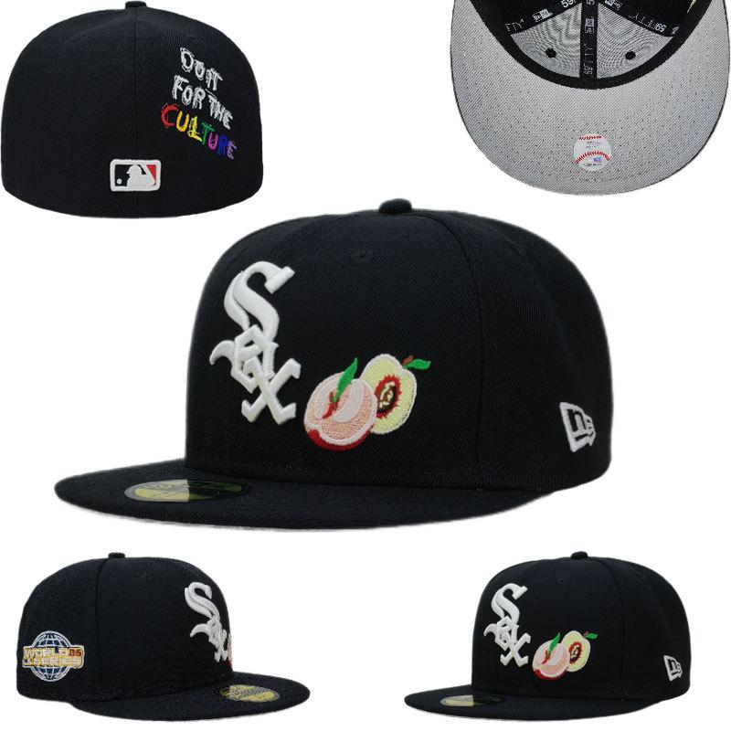 Fashion Accessorie Chicago White Sox maat pet, gesloten hoed, honkbalpet, zonneklep, geborduurde hoed, diverse kleuren 7