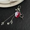 Punk Heart Cross Metal Pendant Keychain Durable Anti-Rust for Bag Purse Phone Strap Ideal Gift for Punk Enthusiasts