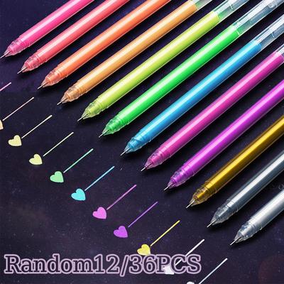 12/36 Stück Farben Gelstift Glitzer Pastell Fluoreszierend Neon Textmarker Stifte DIY Malen, Zeichnen auf schwarzer Karte, Markieren, Graffiti Schulanfang