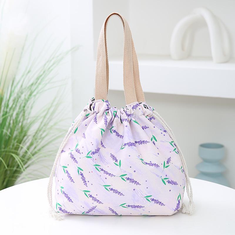 Cartoon Lunchtasche Canvas Lunchbox Kordelzug Picknick Tragetasche Öko Baumwollstoff Kleine Handtasche Geldbörse Abendessen Behälter Lebensmittel Aufbewahrungsbeutel