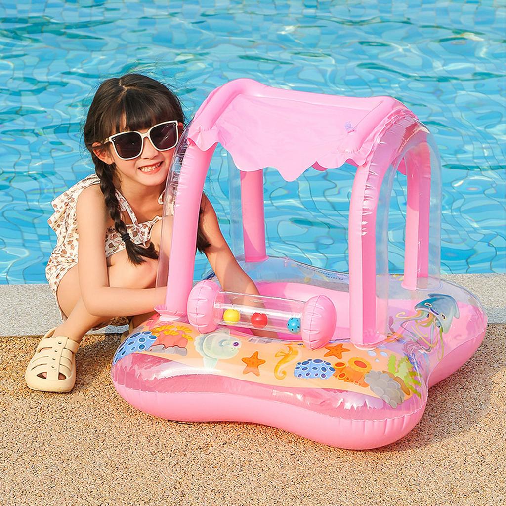 Baby Pool   Sunshade Swim   Infants Seat Boat Inflatable Toy with Awning Handle Small