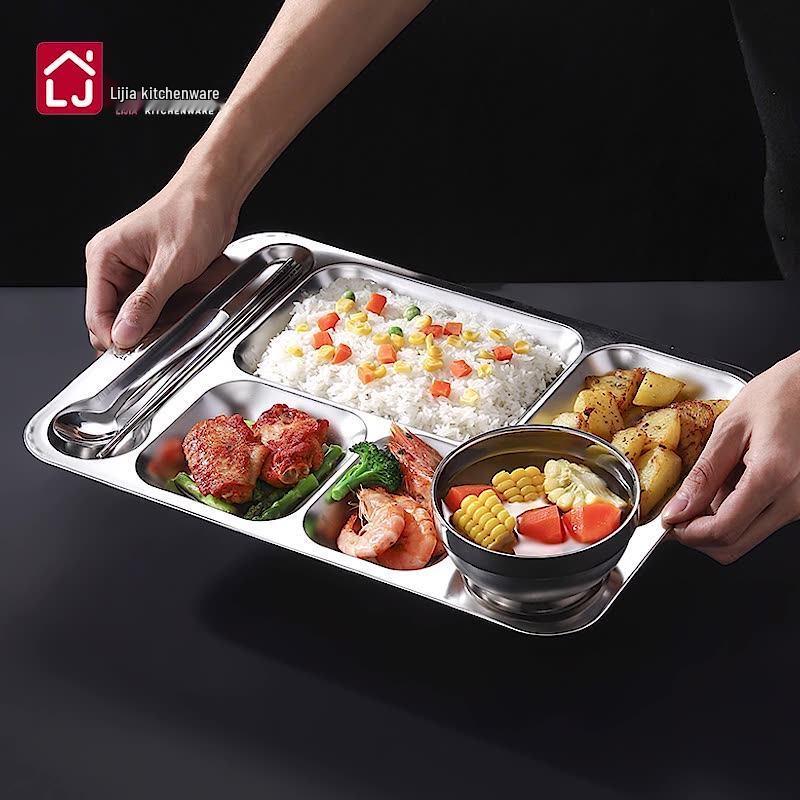 LIJIA KITCHENWARE 304 Stainless Steel Divided Canteen Tray Set (50-Pack)