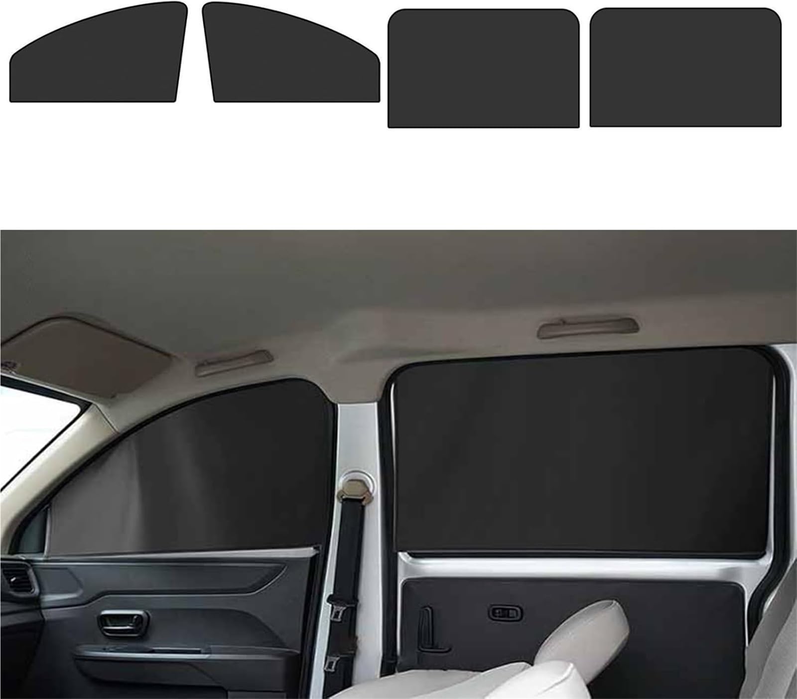 Set of 4, Compatible with Car Sunshade, For Toyota Alphard Vellfire 10 Series, Side nero