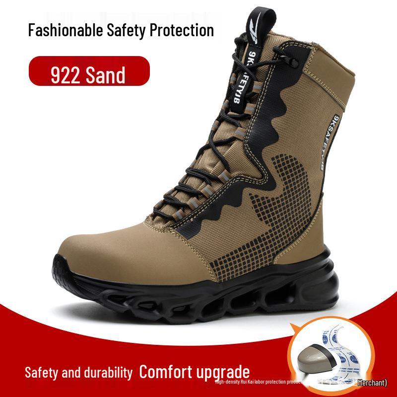 Men's Steel Toe Safety Shoes: High-Top, Ankle Support, Anti-Smash, Puncture-Resistant, Comfortable, Wear-Resistant