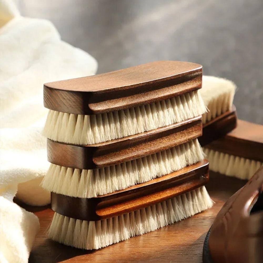 Soft Wool Shoe Care Brush Wood Handle Multifunction Boot Polishing Cleaner Durable Maintenance Leather Care Brush Household