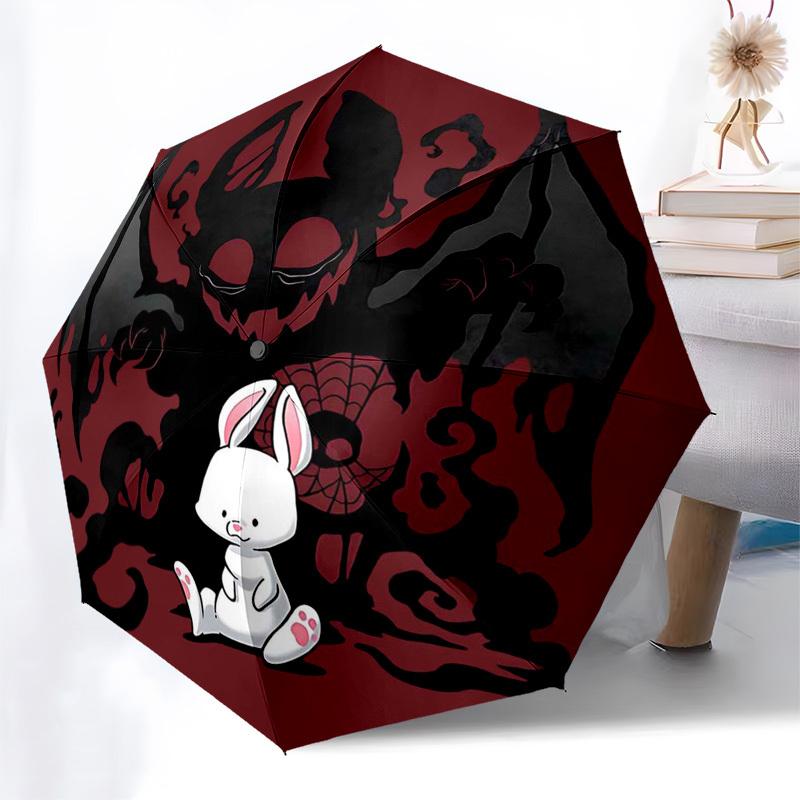 

1pc Bat & Bunny Design Automatic Opening/Closing Umbrella with Foldable Design, 8-Iron Frame, Outdoor Use, Festival Gift for Fans, Travelers, Daily Us