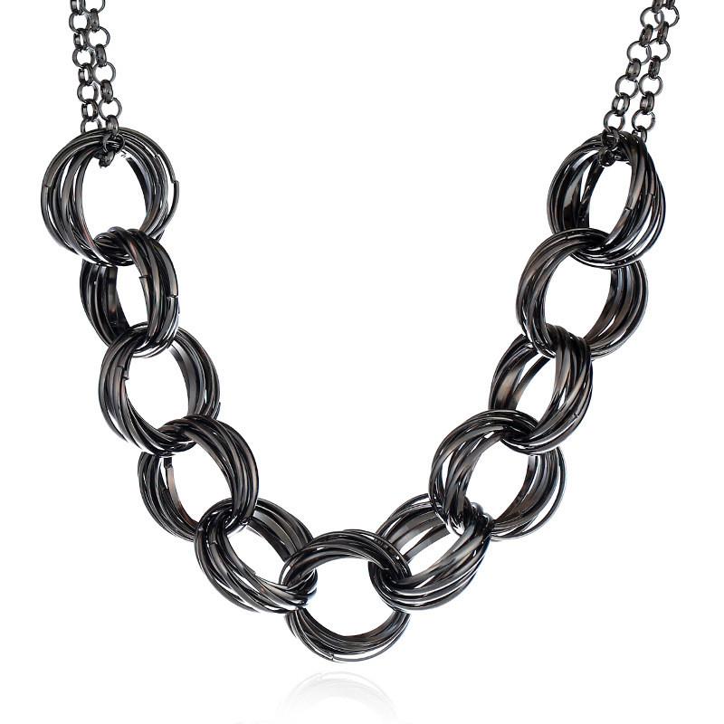 Geometrische Metallkettenhalskette im Vintage-Stil mit Vergoldung für modebewusste Frauen